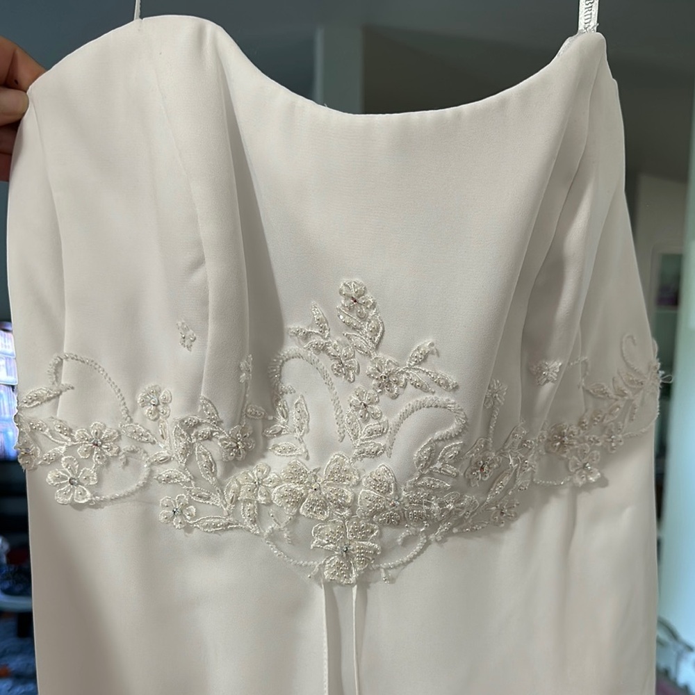 David's Bridal White Satin Dress